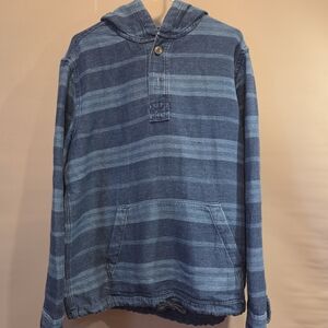 American Eagle Indigo Striped Blue Hooded Pullover